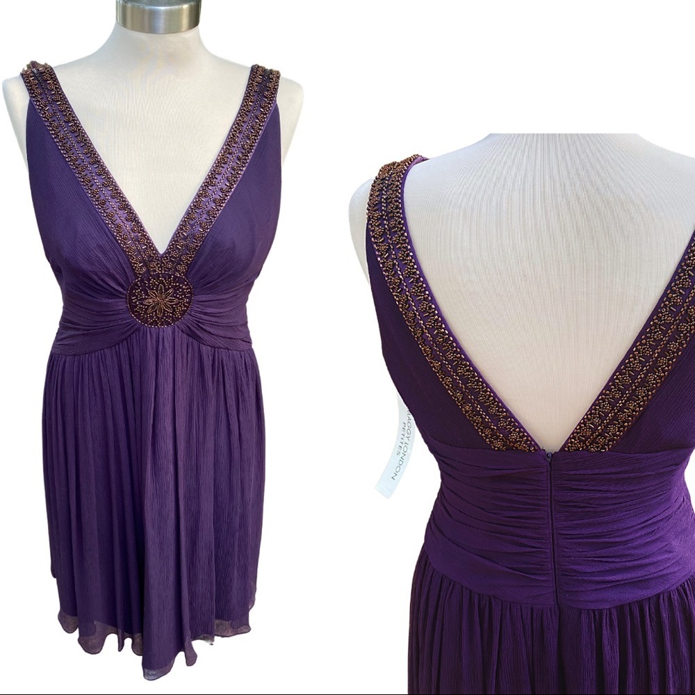 Silk Chiffon Beaded Cocktail Dress Maggy London